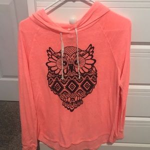 Peach owl hoodie